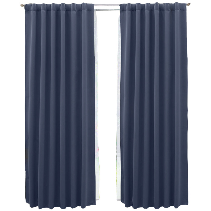 Set De Cortinas Para Sala | Cortinas Blackout Azules + Traslúcidas + Cortinero