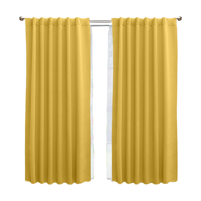 Set De Cortinas Para Recámara | Cortinas Blackout Mostaza + Traslúcidas + Cortinero