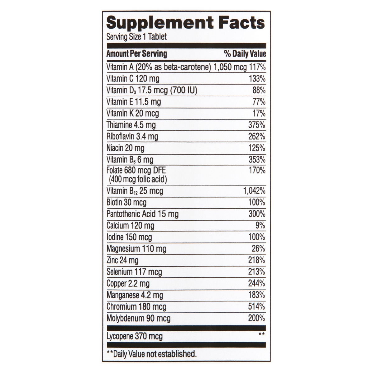 Multivitaminico Equate Hombres 50+ 65 Tabletas