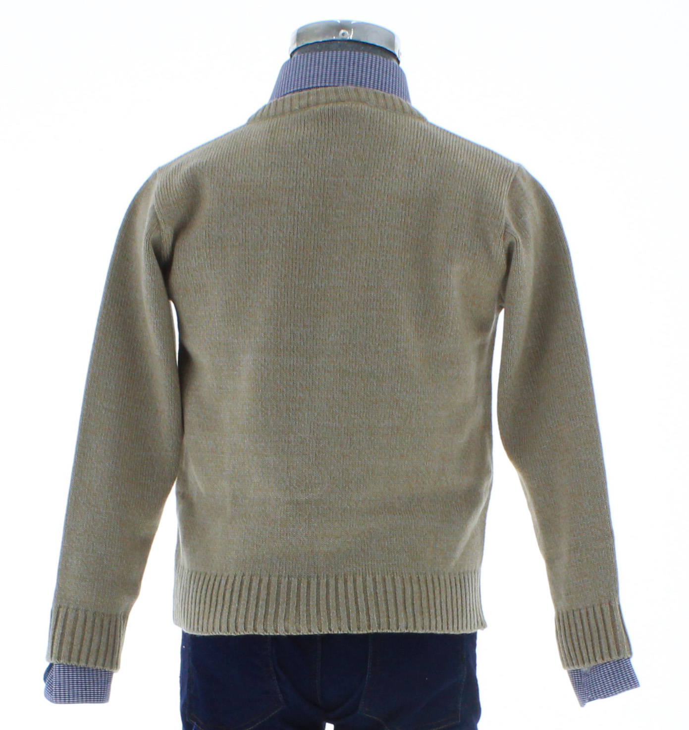 Sueter Niño Tejido Beige Cuello V 2406 1 a 10 Años.