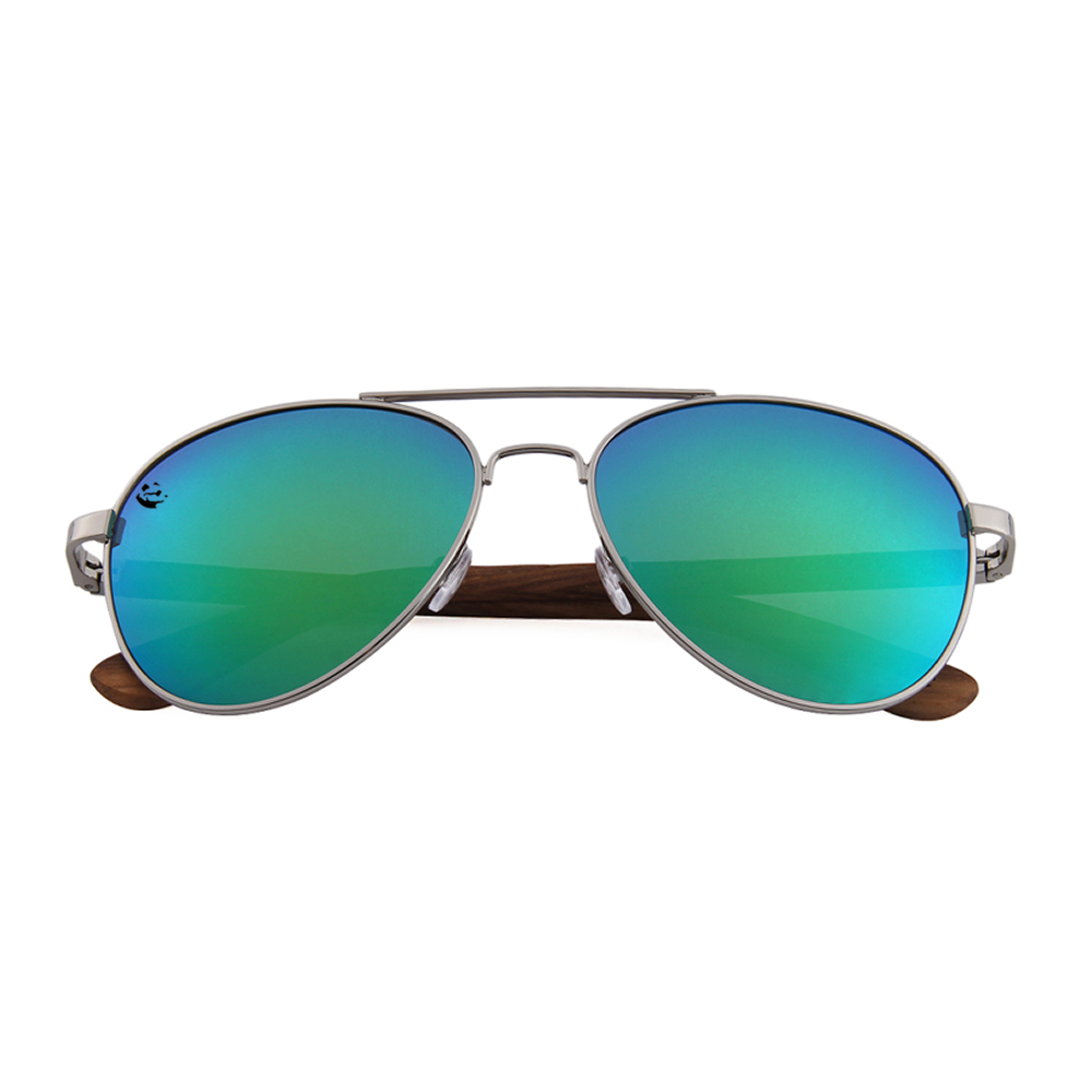 Lentes Gafas de Sol PANDAS Unisex para Hombre y Mujer Polarizados Aviador  Espejados Verde de Madera