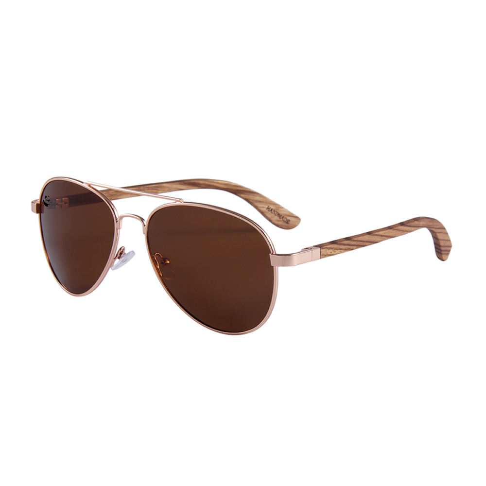 Lentes Gafas de Sol PANDAS Unisex para Hombre y Mujer Polarizados Aviador Oscuros Marrón de Madera UV400 Aquila Wood Café