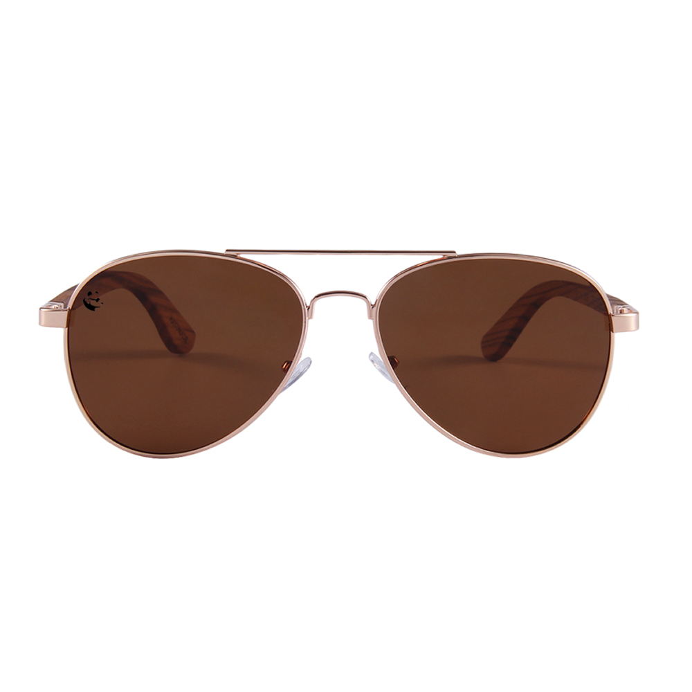 Lentes Gafas de Sol PANDAS Unisex para Hombre y Mujer Polarizados Aviador Oscuros Marrón de Madera UV400 Aquila Wood Café