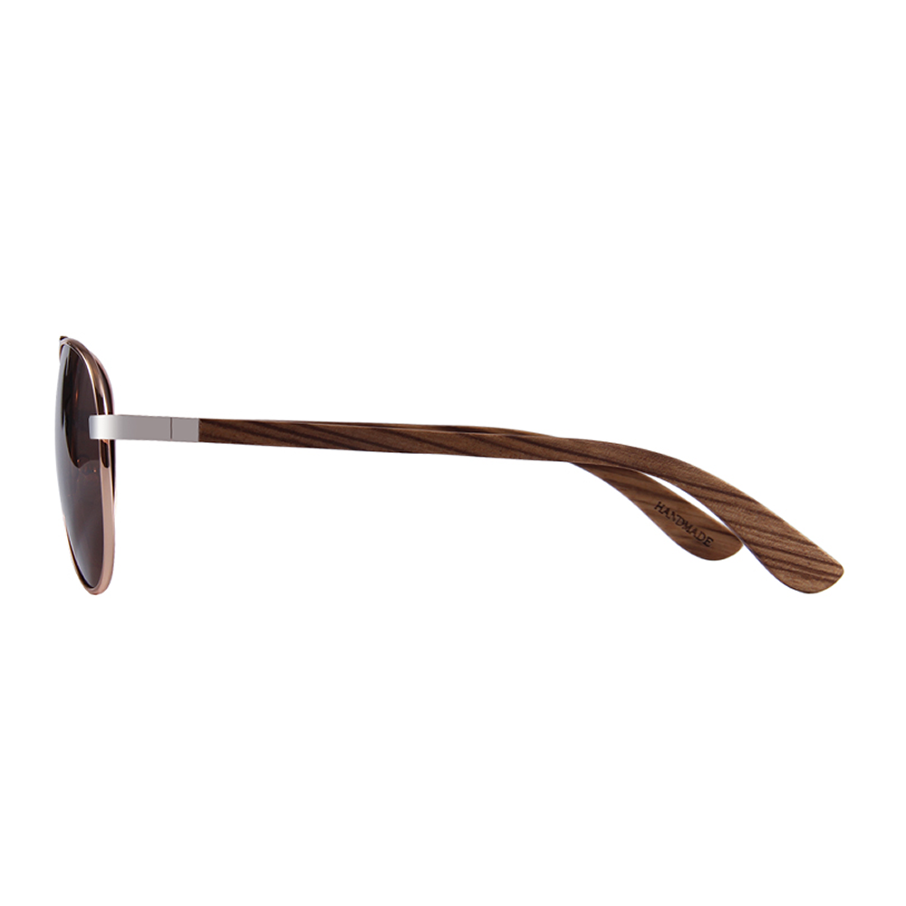 Lentes Gafas de Sol PANDAS Unisex para Hombre y Mujer Polarizados Aviador Oscuros Marrón de Madera UV400 Aquila Wood Café