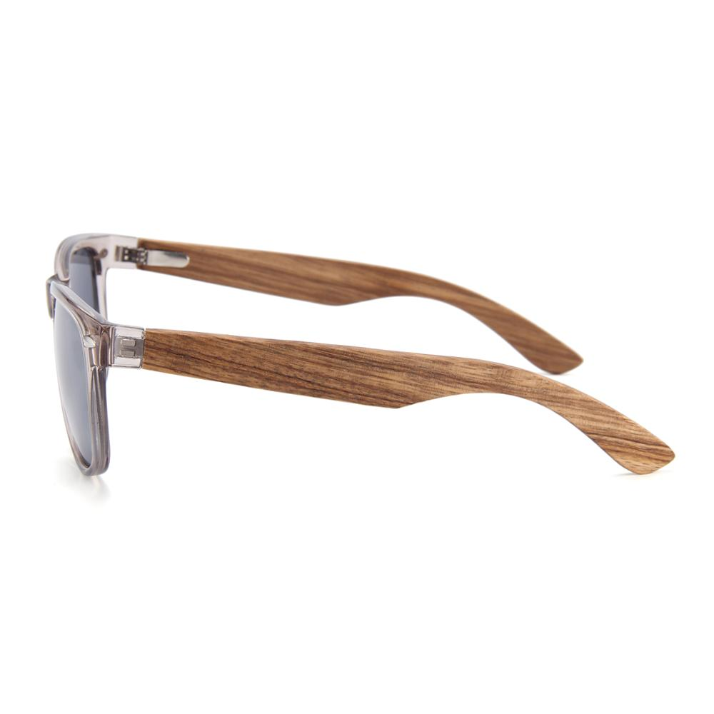 Lentes Gafas de Sol PANDAS para Hombre Caballero Polarizados Cuadrados Espejados Plateados de Madera UV400 Lobo Gris