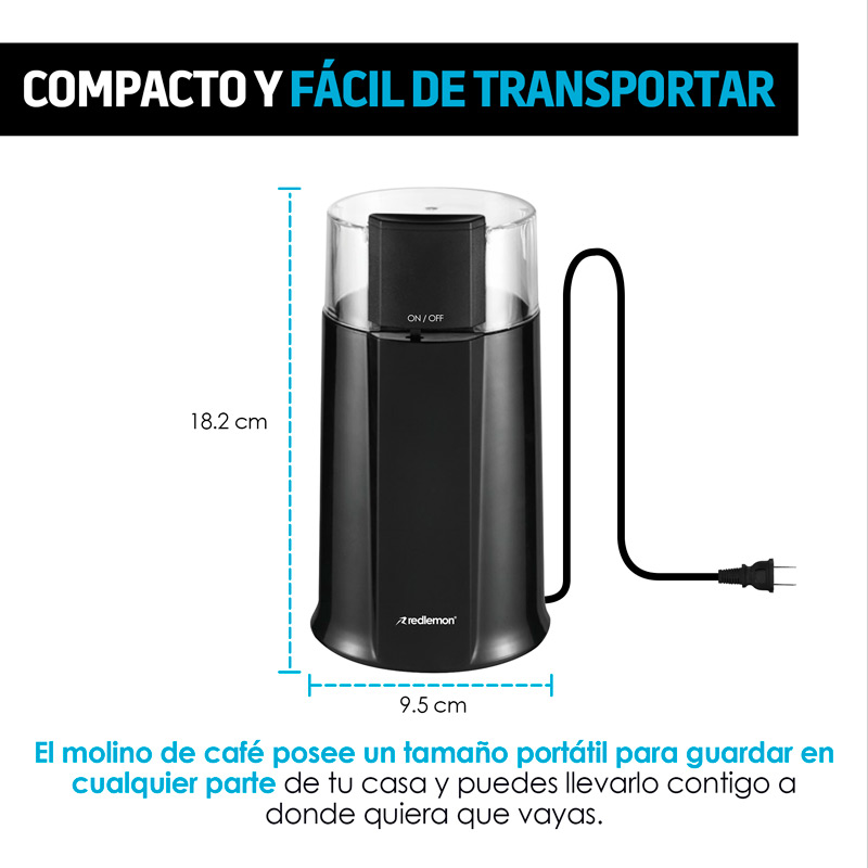 Molino de Café y Especias Eléctrico Automático (50g) Redlemon