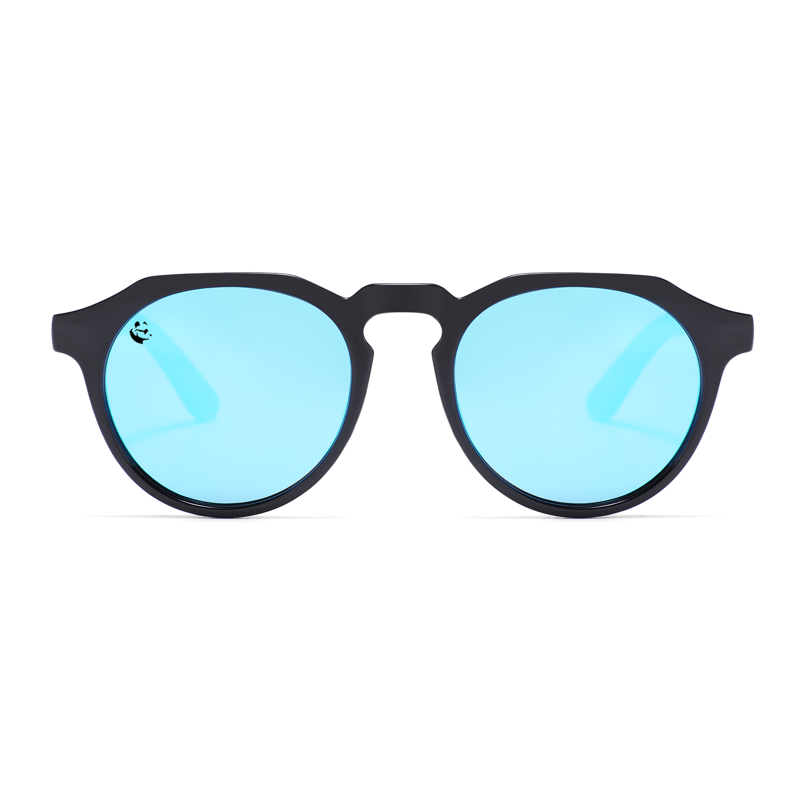 Lentes Gafas de Sol PANDAS Unisex para Hombre y Mujer Polarizados Redondos Circulares Espejados de Madera UV400 Gavial Azul