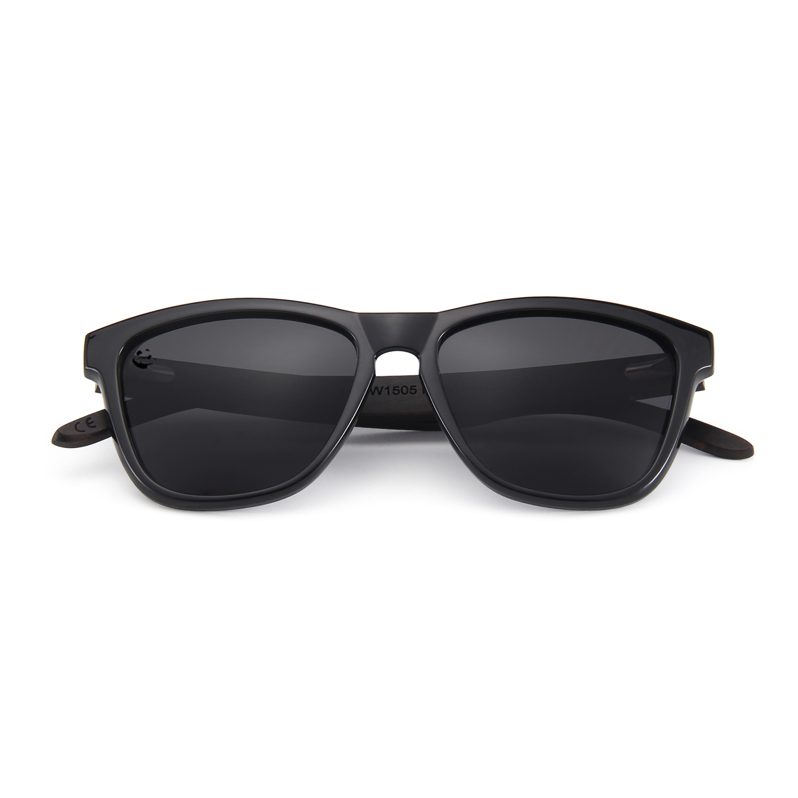 Lentes Gafas de Sol PANDAS Unisex para Hombre y Mujer Polarizados Tipo Wayfarer Oscuros de Madera UV400 Tapir Negro