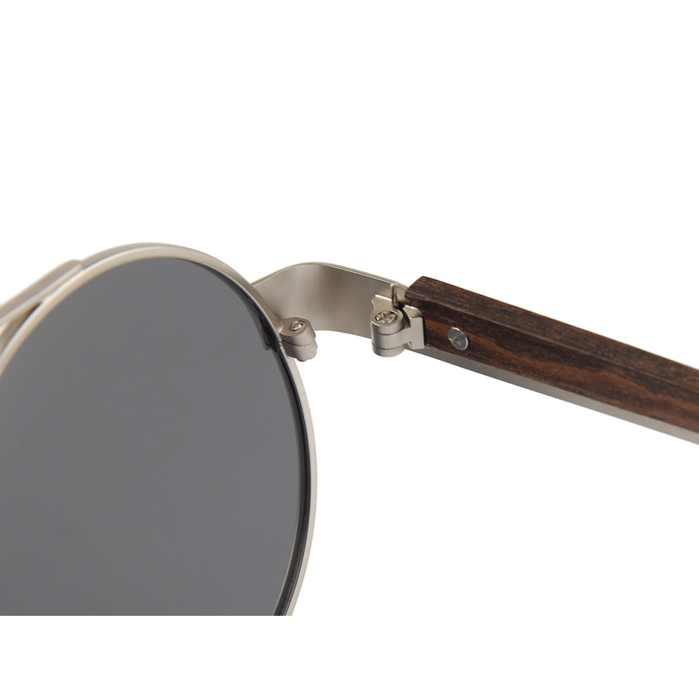 Lentes Gafas de Sol PANDAS Unisex para Hombre y Mujer Polarizados Vintage Retro Redondos Circulares de Madera UV400 Cóndor Gris