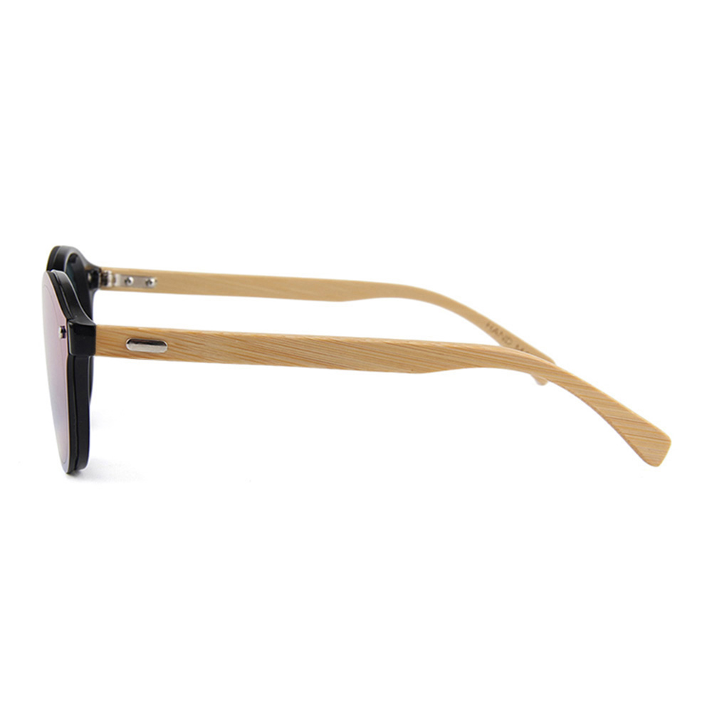 Lentes Gafas de Sol PANDAS Unisex para Hombre y Mujer de Madera de Bambú Redondos Circulares Espejados Naranja UV400 Mapache Rojo