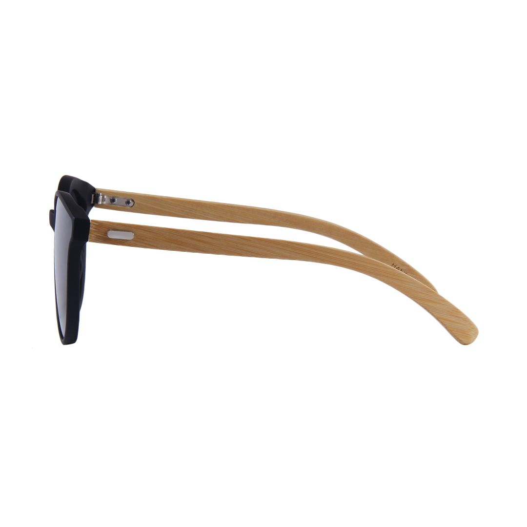 Lentes Gafas de Sol PANDAS para Mujer Dama de Madera de Bambú Grandes Redondos Circulares Oscuros UV400 Lince Negro