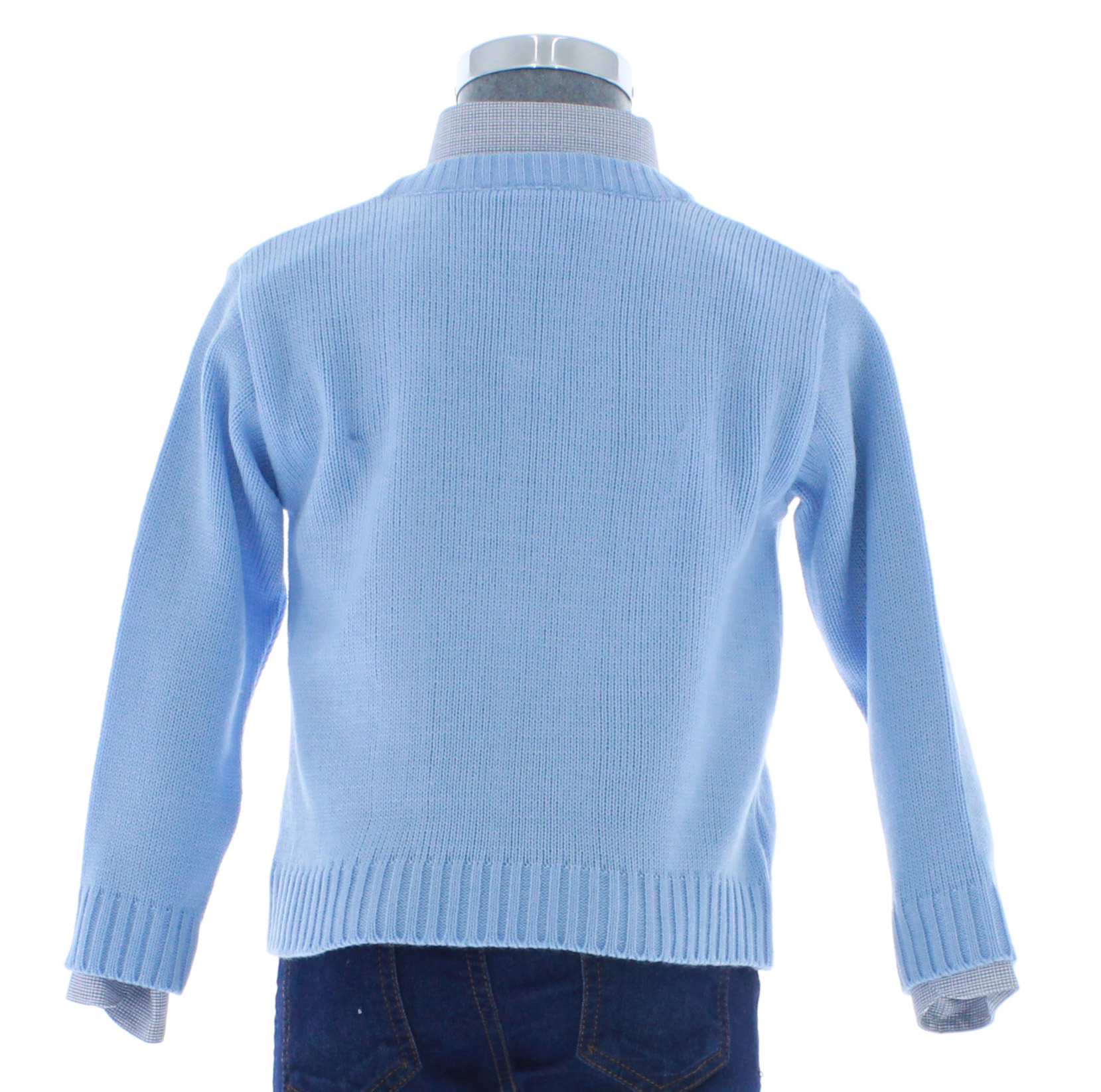 Sueter Niño Tejido Azul Cielo Cuello V 2664 1 a 16 Años.