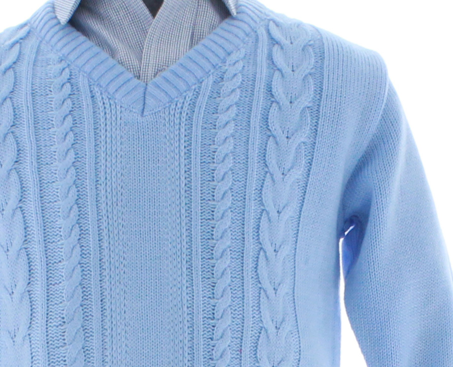 Sueter Niño Tejido Azul Cielo Cuello V 2664 1 a 16 Años.