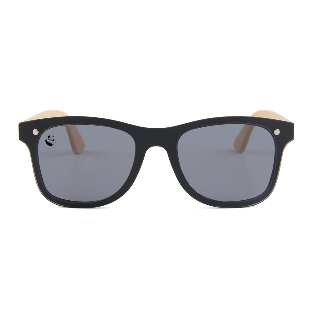Lentes Gafas de Sol PANDAS Unisex para Hombre y Mujer de Madera de Bambú Cuadrados Oscuros UV400 Quetzal Negro