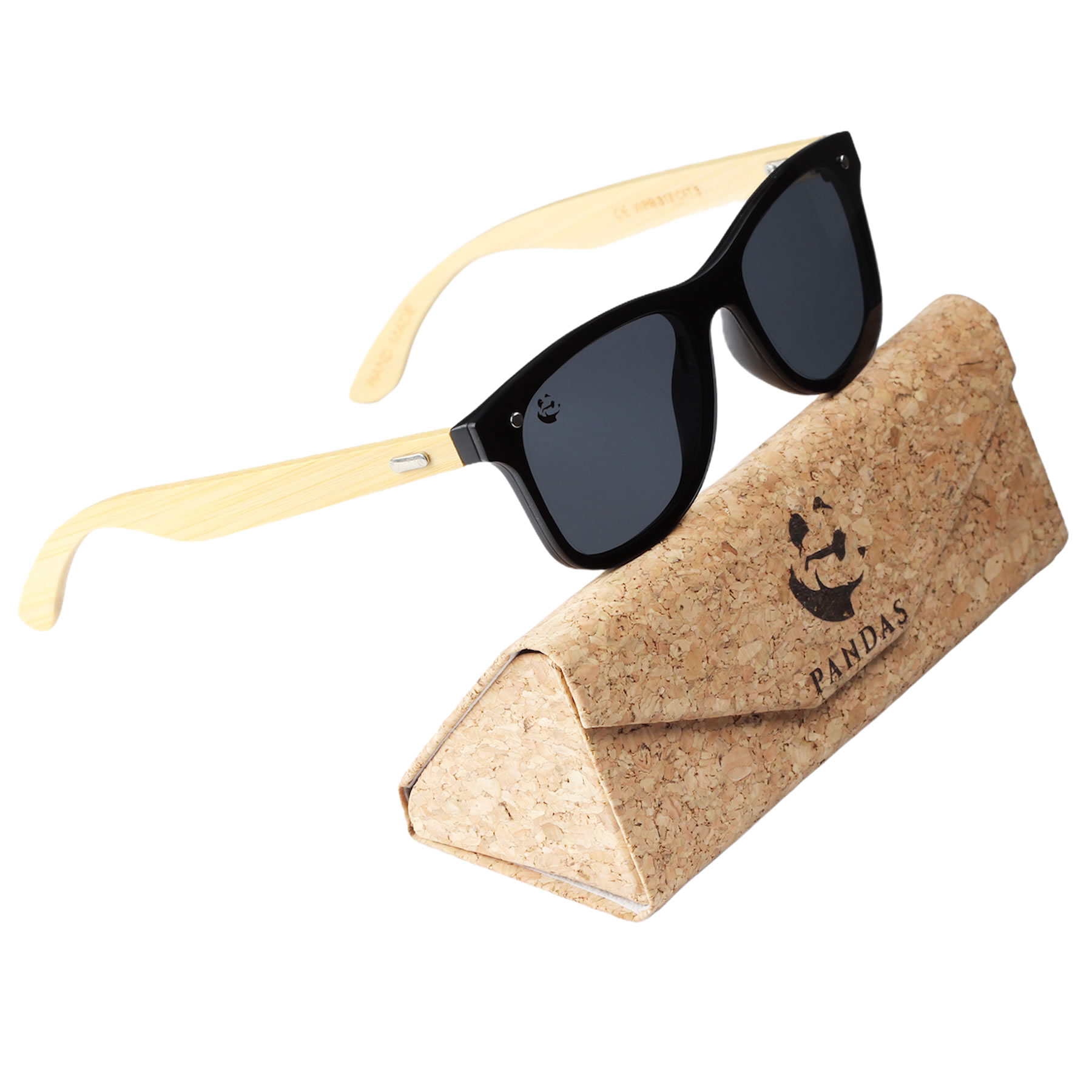 Lentes Gafas de Sol PANDAS Unisex para Hombre y Mujer de Madera de Bambú Cuadrados Oscuros UV400 Quetzal Negro