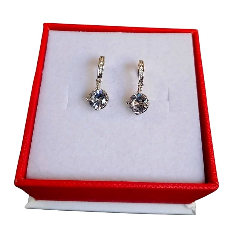 Aretes Colgantes Plateados El Mexico QSF en Chapa de Rodio SWAROVSKI ELEMENTS INCLUYE DE REGALO ARETES DIAMOND Y CAJA PARA REGALO