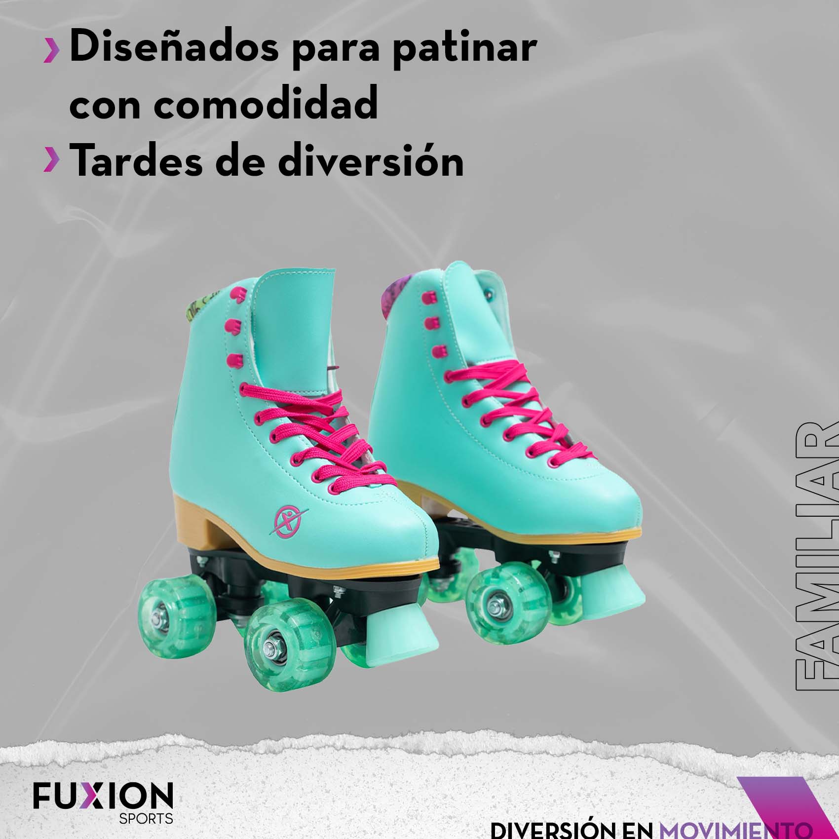 Patines 4 Ruedas para Niñas, Fuxion Sports, Luz Interior