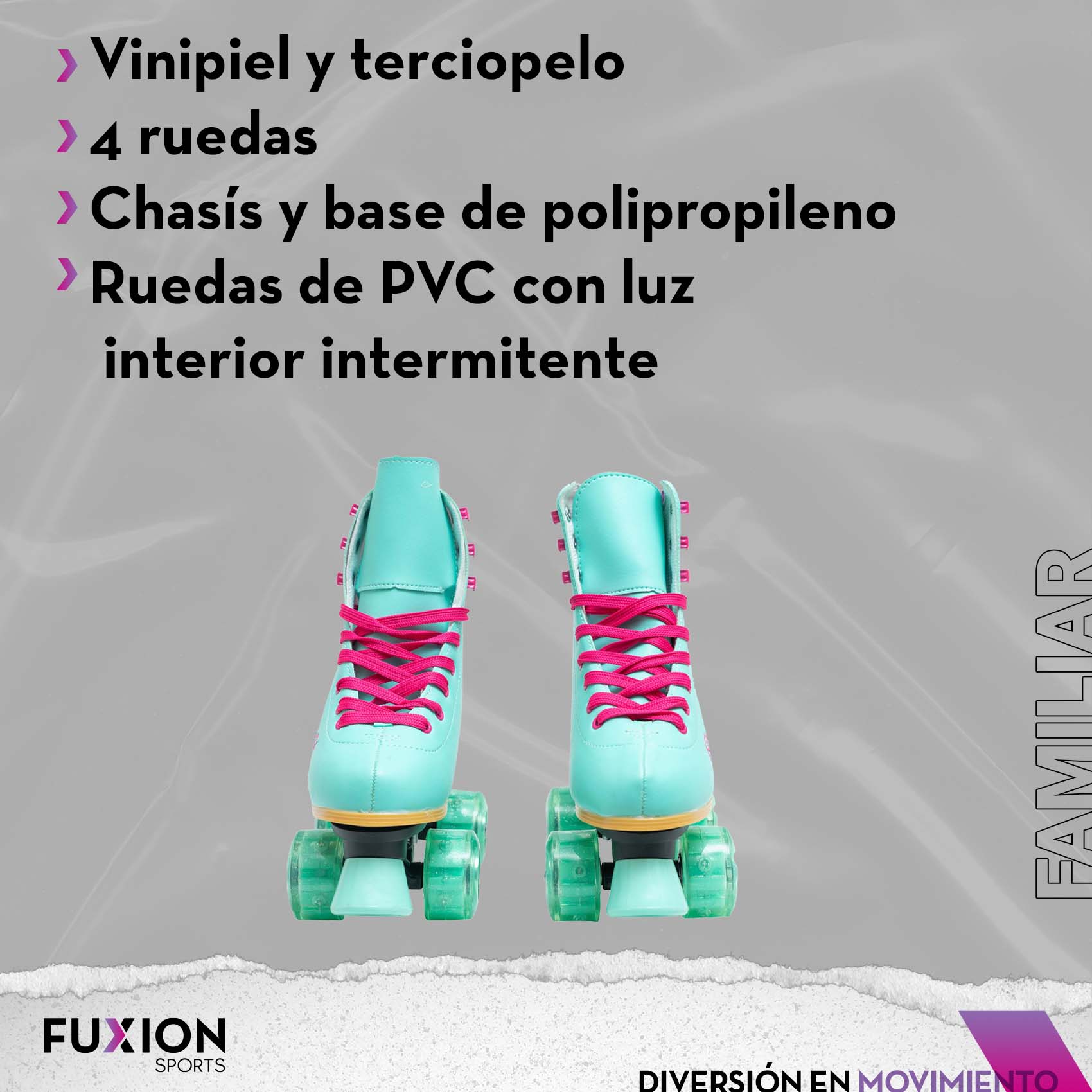 Patines 4 Ruedas para Niñas, Fuxion Sports, Luz Interior