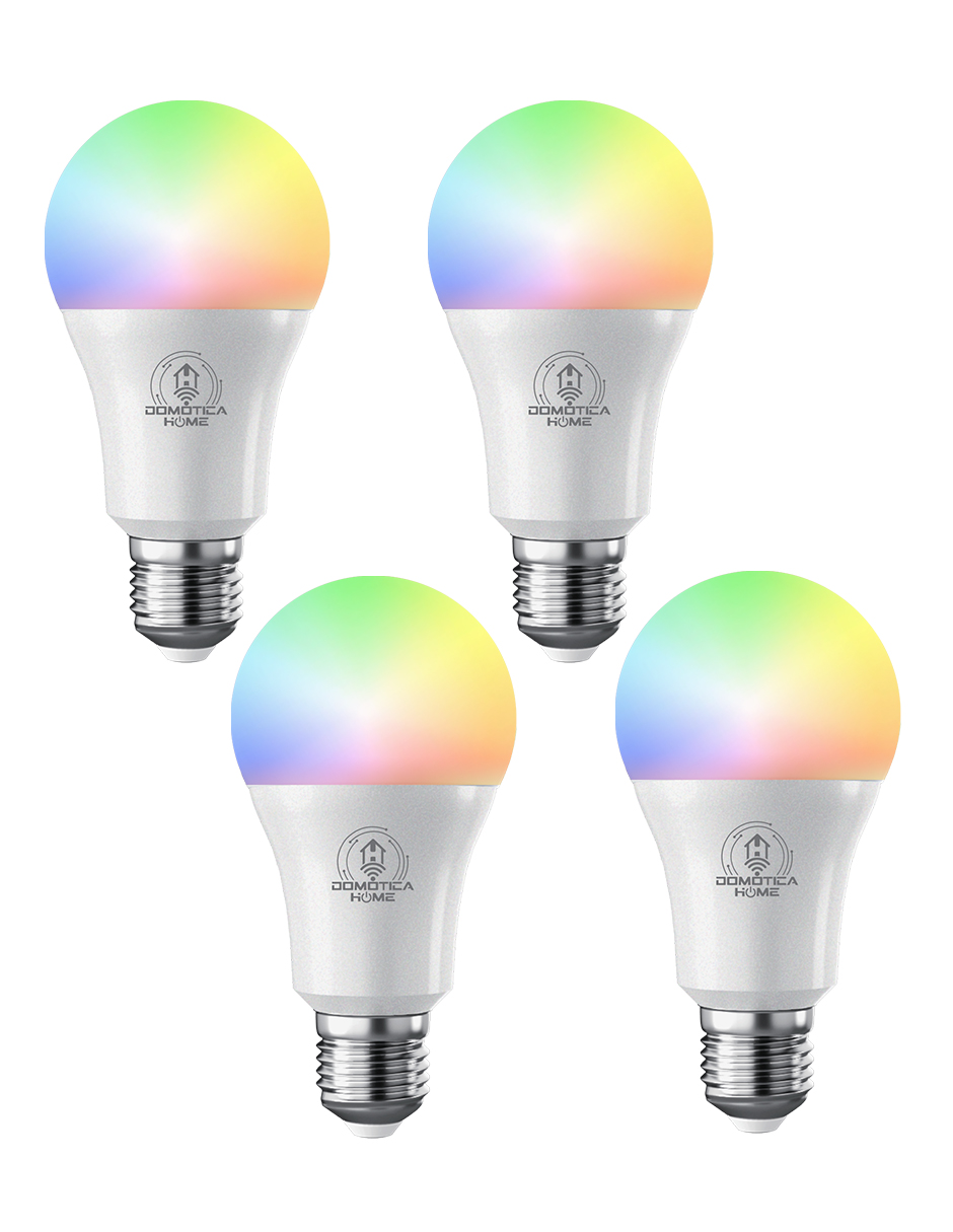 Foco Led Inteligente WIFI  DOMOTICA HOME, Multicolor + Luz Blanca Fría y Cálida  9W Wifi 2.4 GHz (PACK 4).