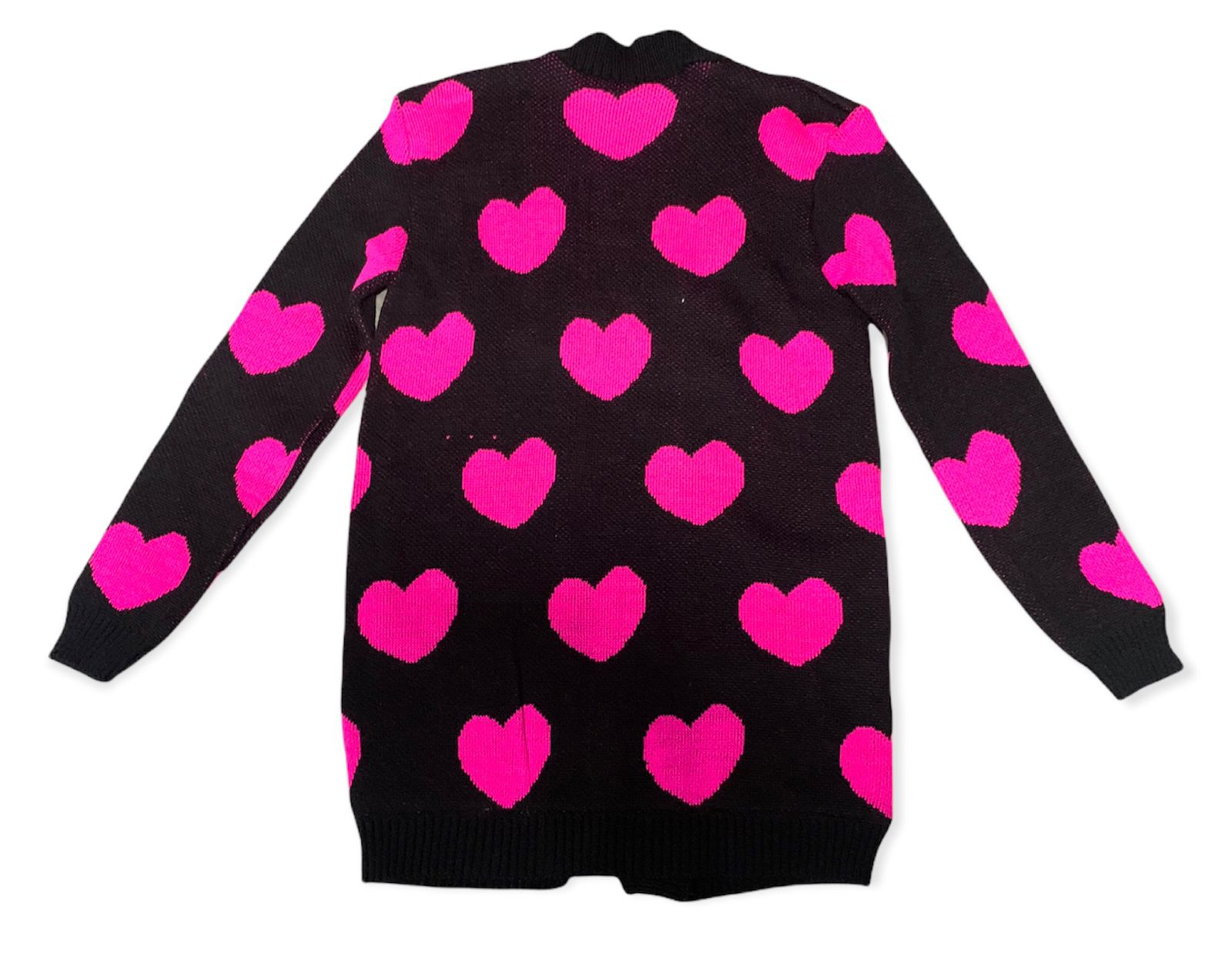 CARDIGAN ENSAMBLE CORTO TIPO SUETER PARA MUJER DISEÑO CORAZONES ABORREGADO POR DENTRO 