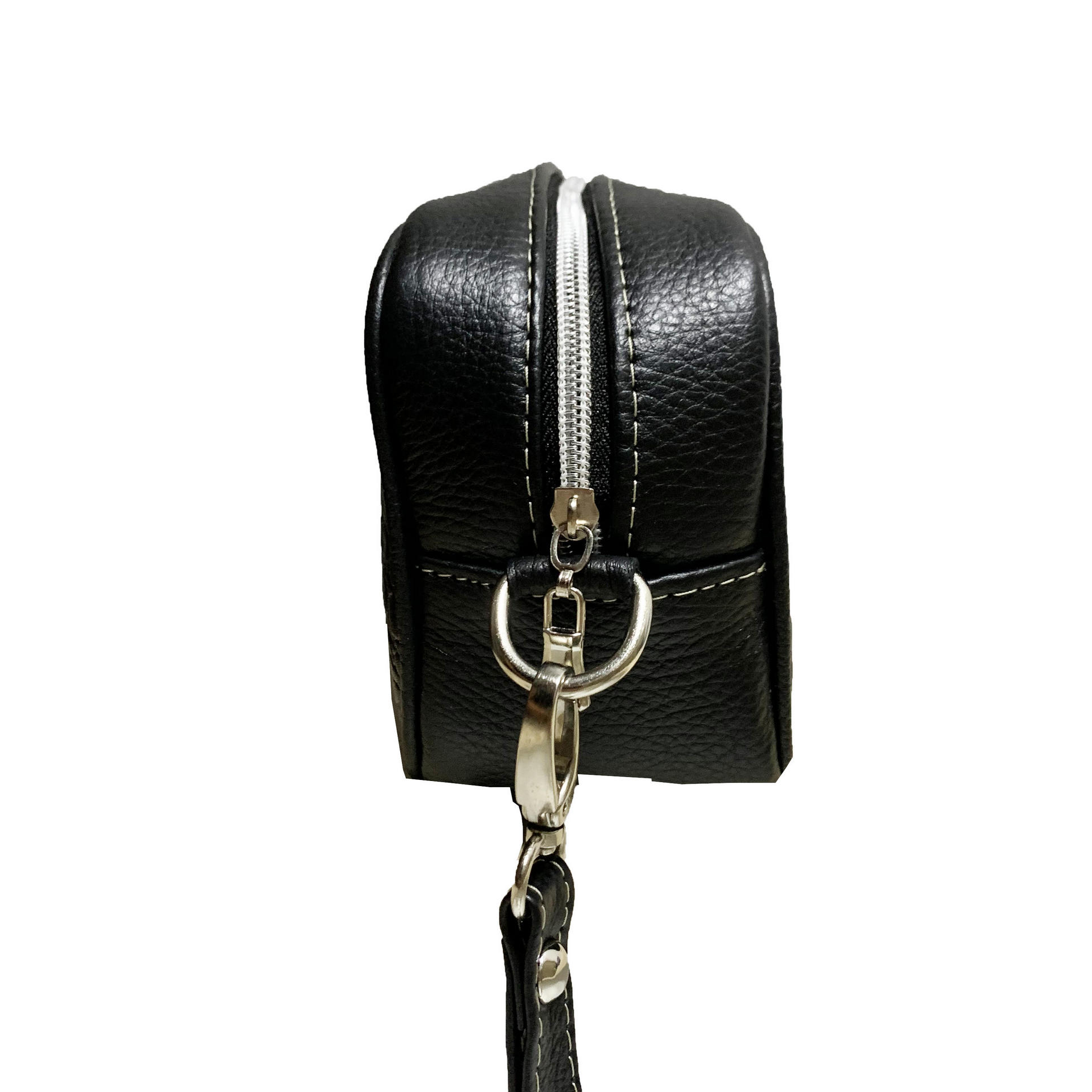 SOBAQUERA NECESER DE PIEL GRABADO COCODRILO NEGRO