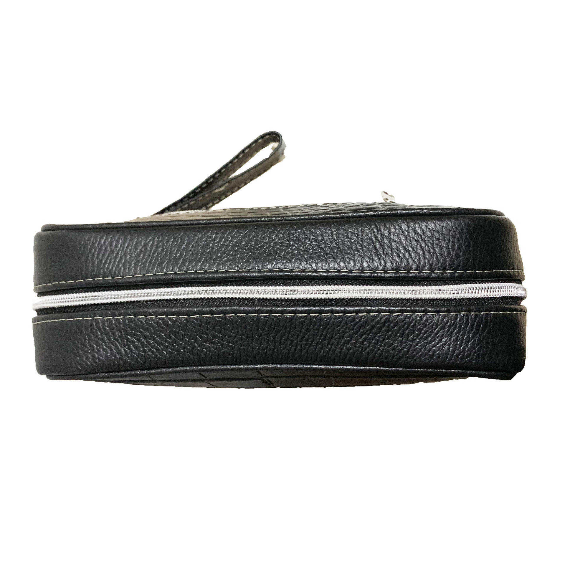 SOBAQUERA NECESER DE PIEL GRABADO COCODRILO NEGRO