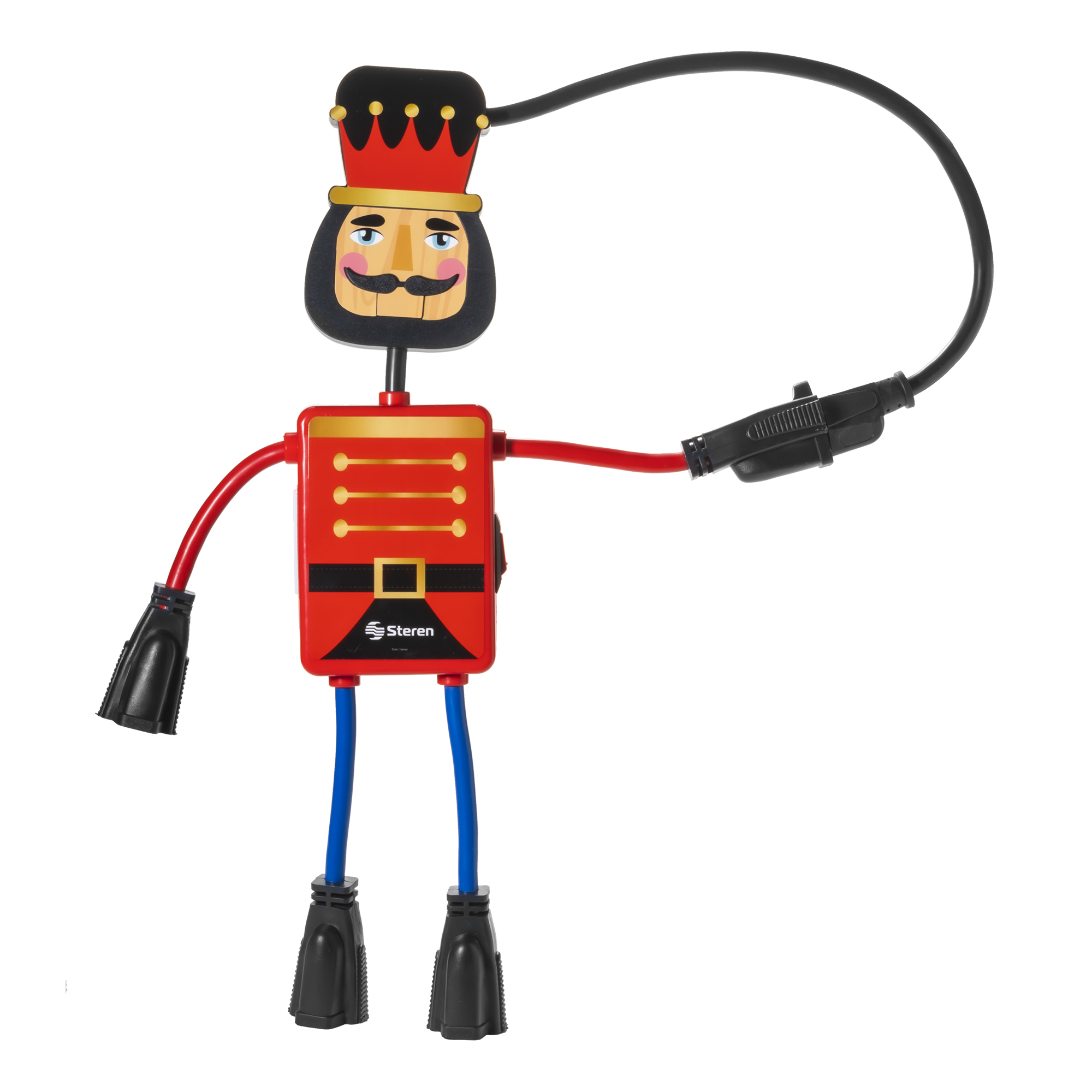 Multicontacto Steren Con Forma de Cascanueces Steren con Botón ON/OFF y Protector de Picos