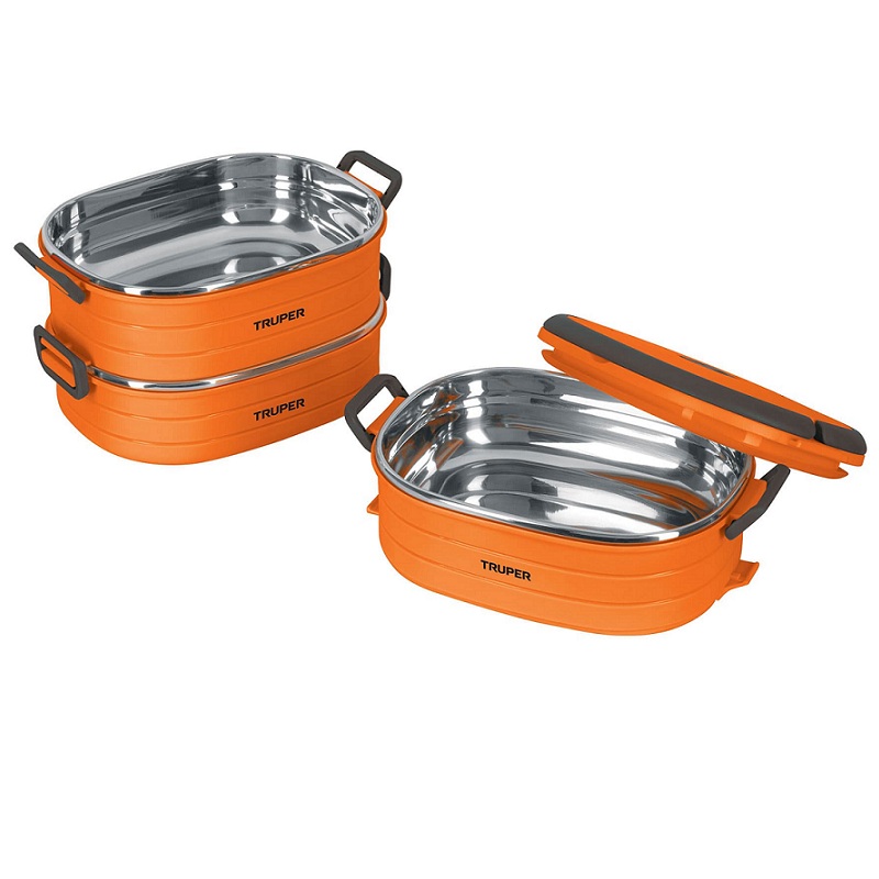 Lonchera térmica con 3 contenedores de acero inoxidable capacidad del contenedor  750 ml LUNCH-3 truper 