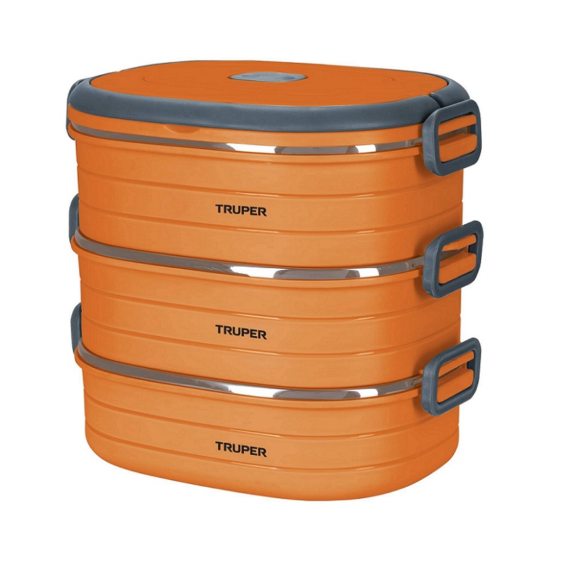 Lonchera térmica con 3 contenedores de acero inoxidable capacidad del contenedor  750 ml LUNCH-3 truper 