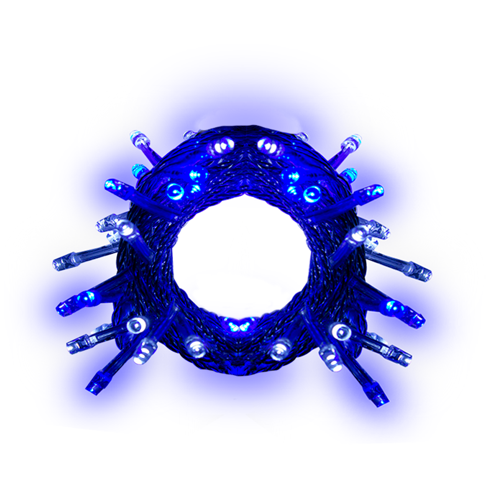Tira Decorativa Luz Led Azul/Blanco 60 Focos 8 Funciones Cable Transparente 3 m