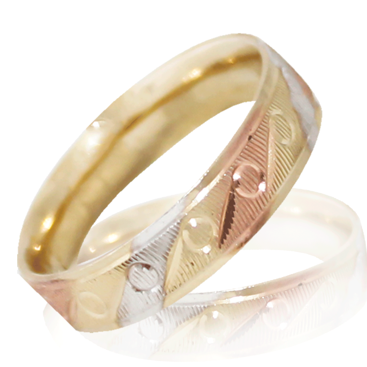 Anillo No10 en Oro 18k Laminado #013 Florentino 3 Tonos Media Caña