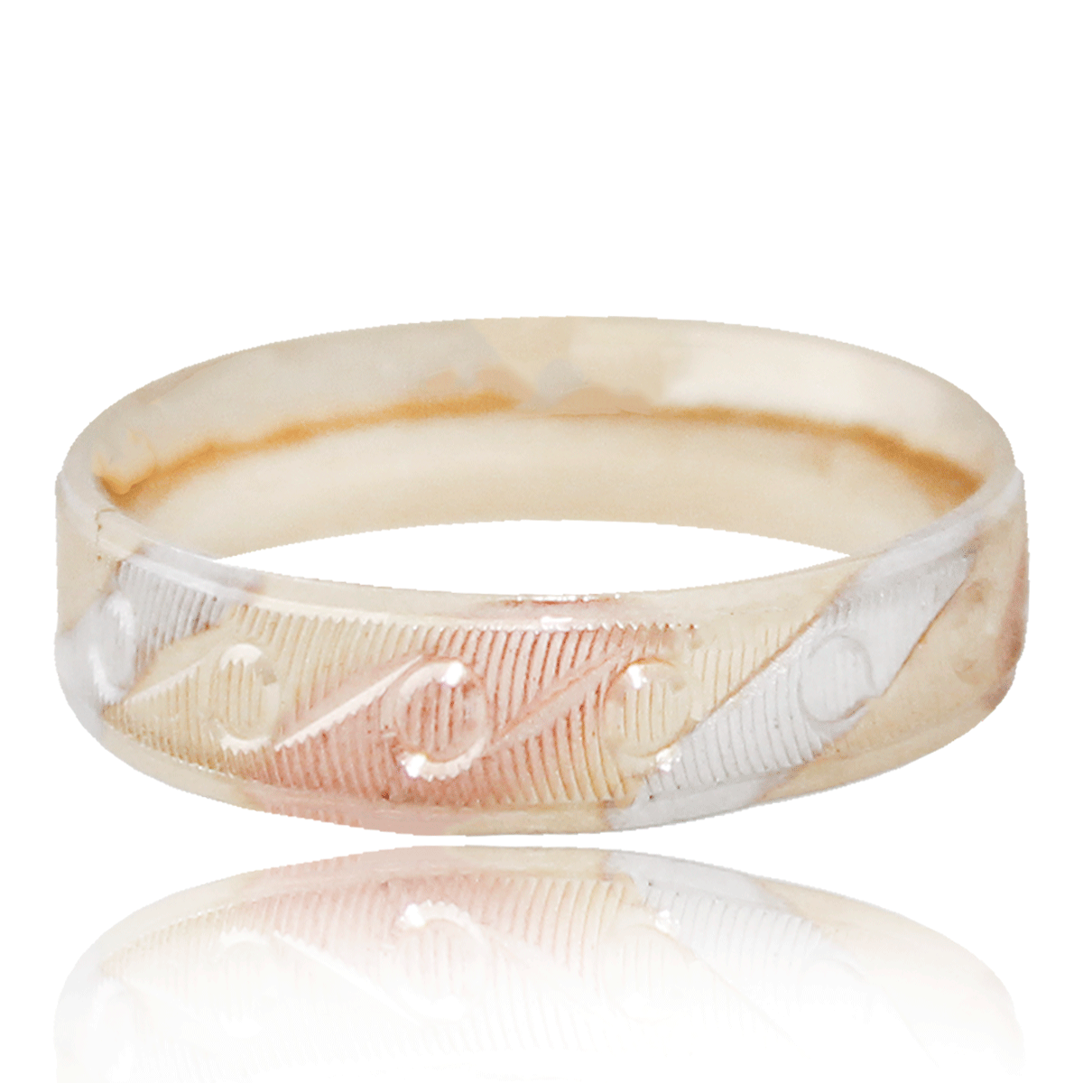 Anillo No10 en Oro 18k Laminado #013 Florentino 3 Tonos Media Caña