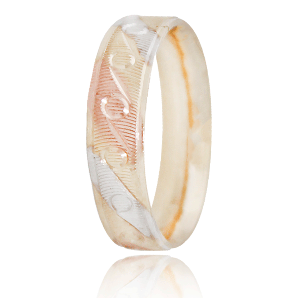 Anillo No10 en Oro 18k Laminado #013 Florentino 3 Tonos Media Caña