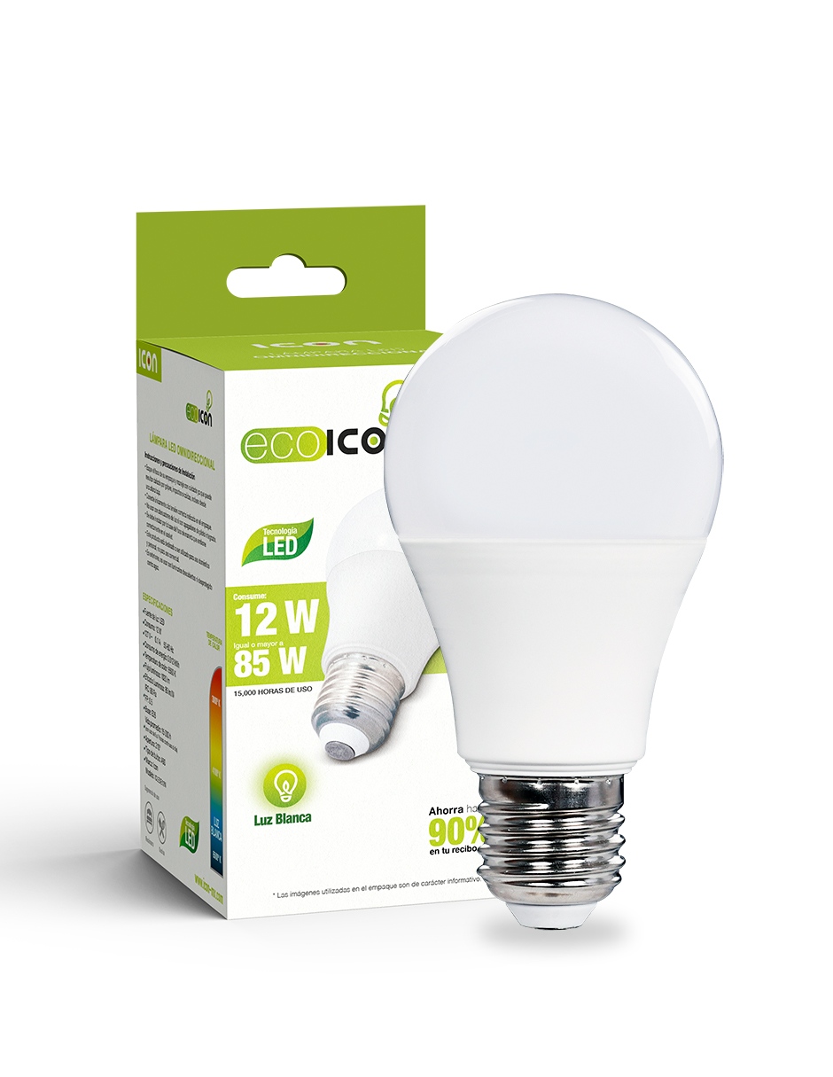 Foco Eco Icon Led Ahorrador Consume 12w Alumbra 85w Luz Fría