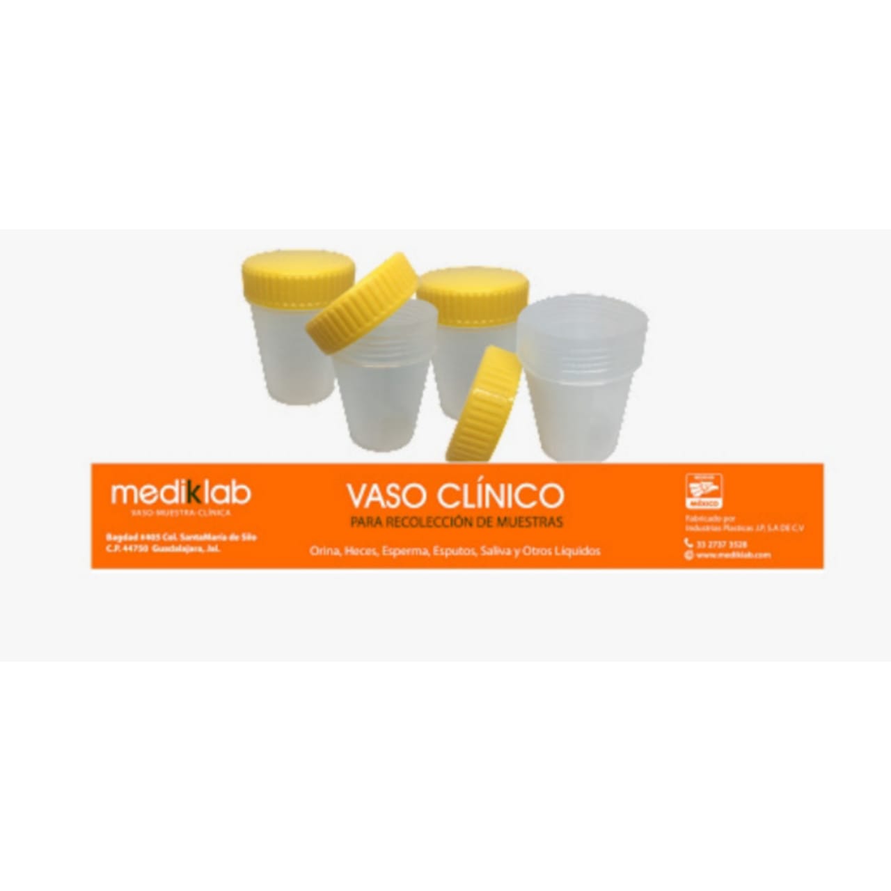 Vaso Clínico Para Muestras De 100 ml, Mediklab (10  piezas)
