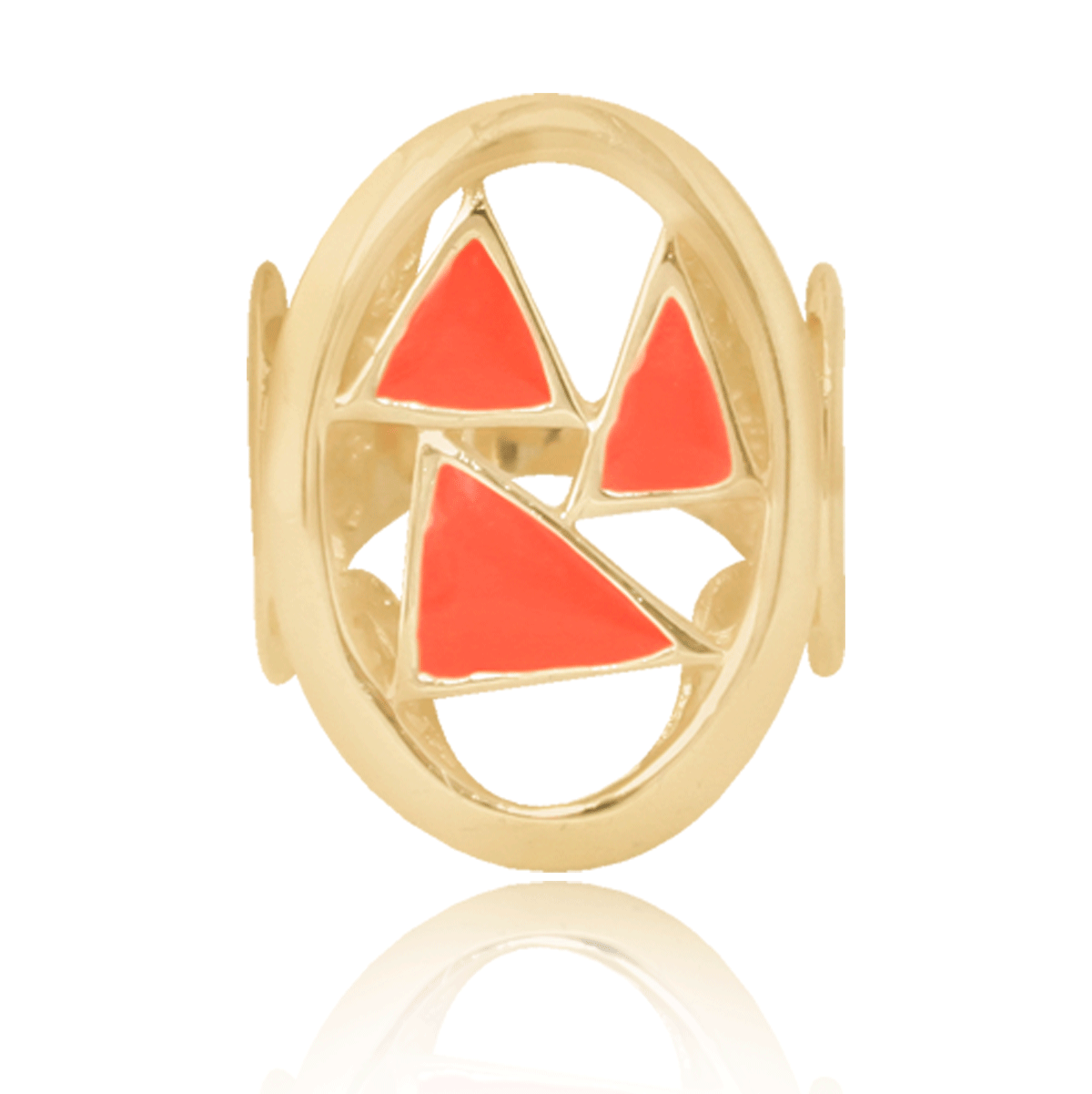 Anillo Número 6.5 Oro 18k Laminado #049 Aro Con Triángulos Naranjas