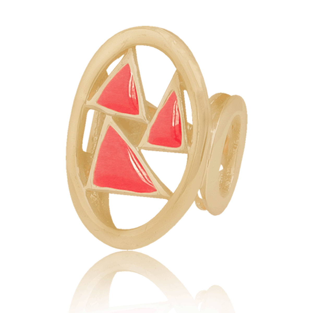 Anillo Número 6.5 Oro 18k Laminado #049 Aro Con Triángulos Naranjas