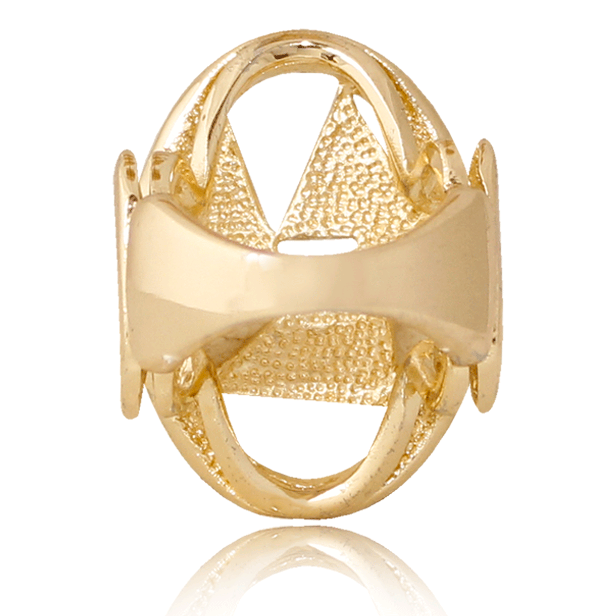 Anillo Número 6.5 Oro 18k Laminado #049 Aro Con Triángulos Naranjas