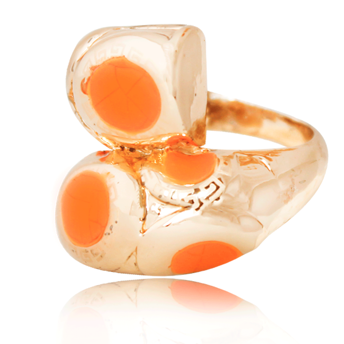 Anillo Número 7  Oro 18K Laminado #70 Cruzado Con Manchas Naranjas