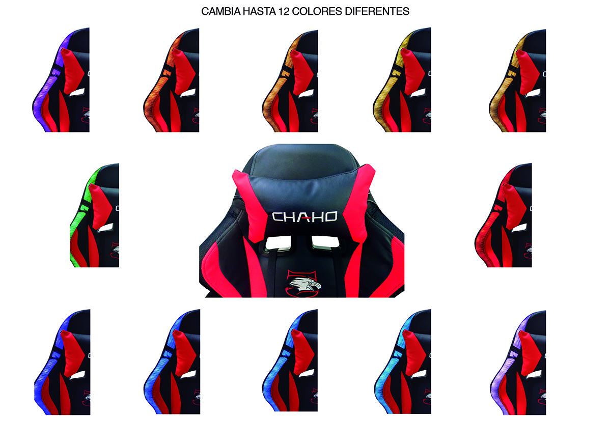 Silla Gamer Ergonomica Reclinable Luces Luz Led Rgb y Posapies Negro