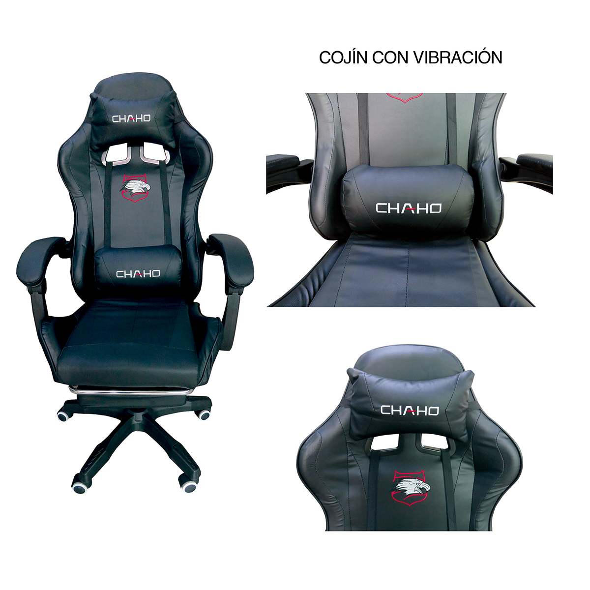 Silla Gamer Ergonomica Reclinable Luces Luz Led Rgb y Posapies Negro