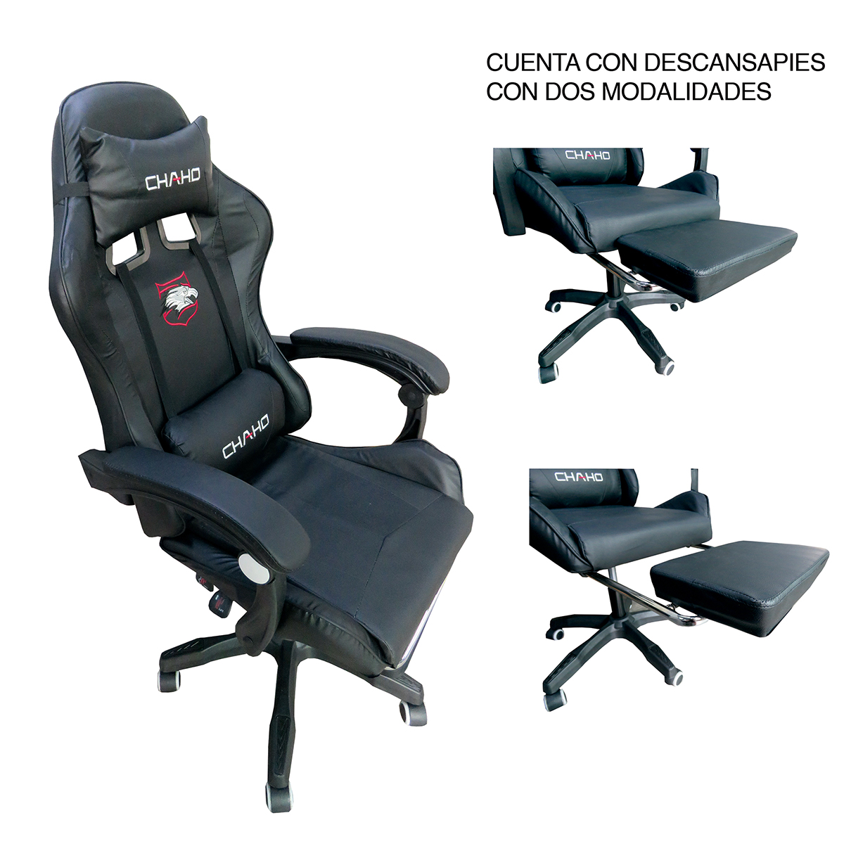 Silla Gamer Ergonomica Reclinable Luces Luz Led Rgb y Posapies Negro