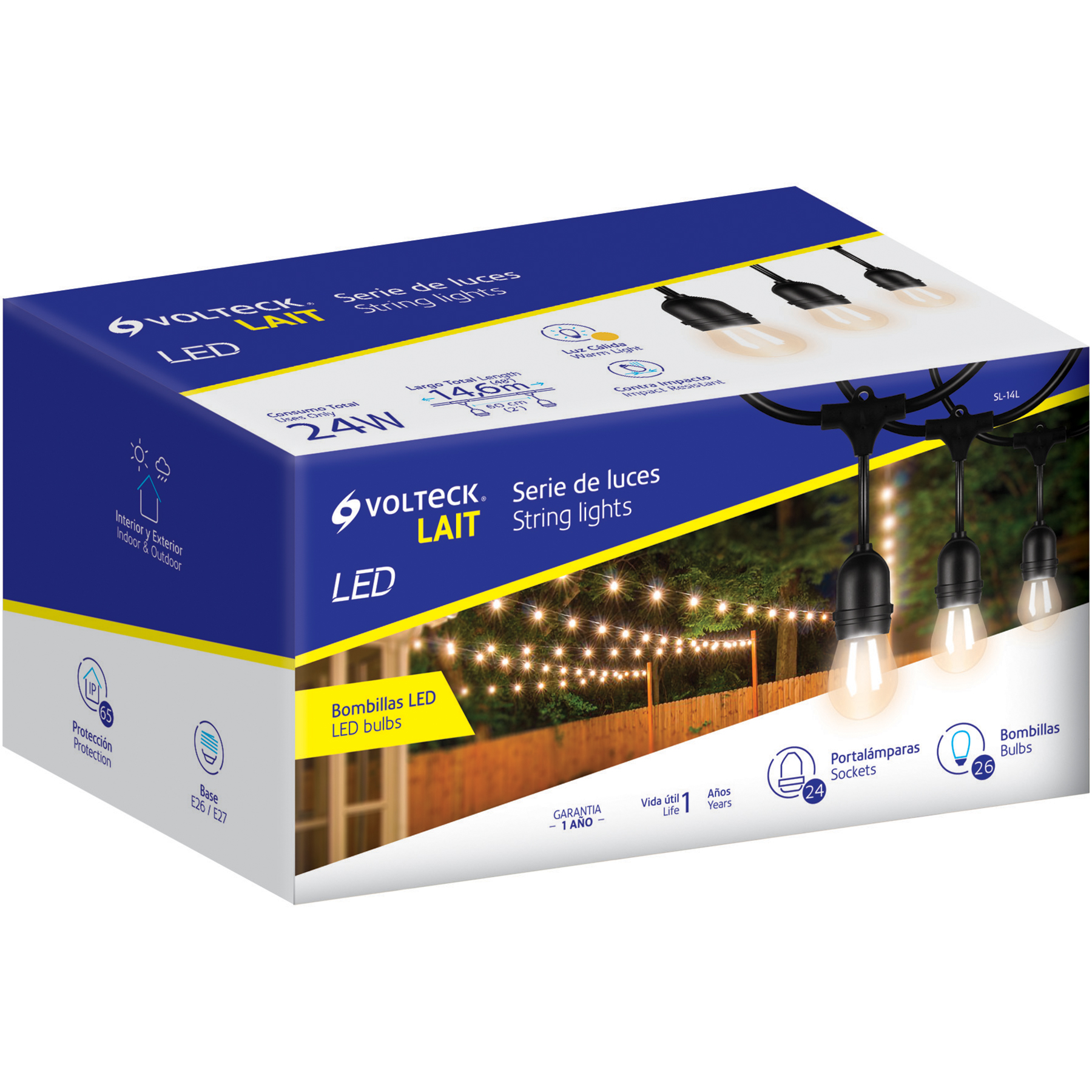 Serie De Luces Led De 7.30 Mt 12 Focos Vintage Decorativos Para Exteriores Fiestas Eventos