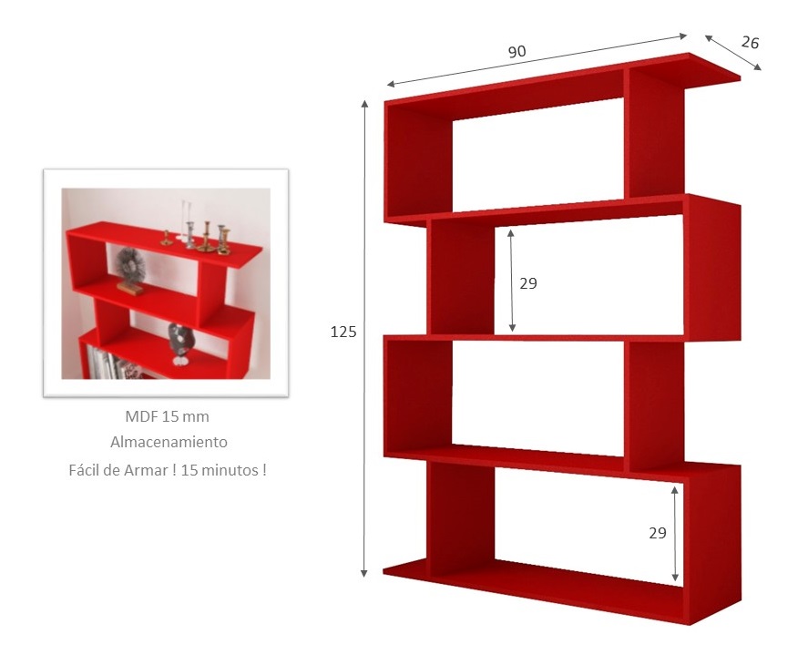 Librero Minimalista Urban Rojo