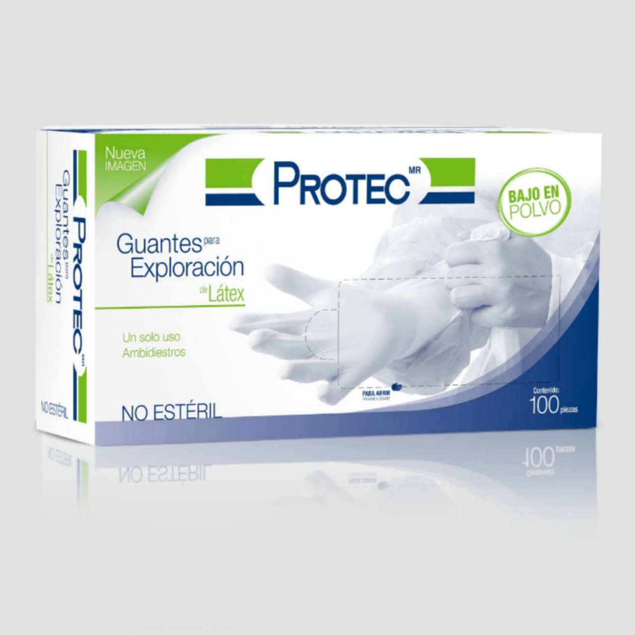 GUANTE EXPLORACION AMBIDIESTRO LATEX PROTEC GRANDE CON 100 PIEZAS, MEDIANO O CHICO, NO ESTERIL
