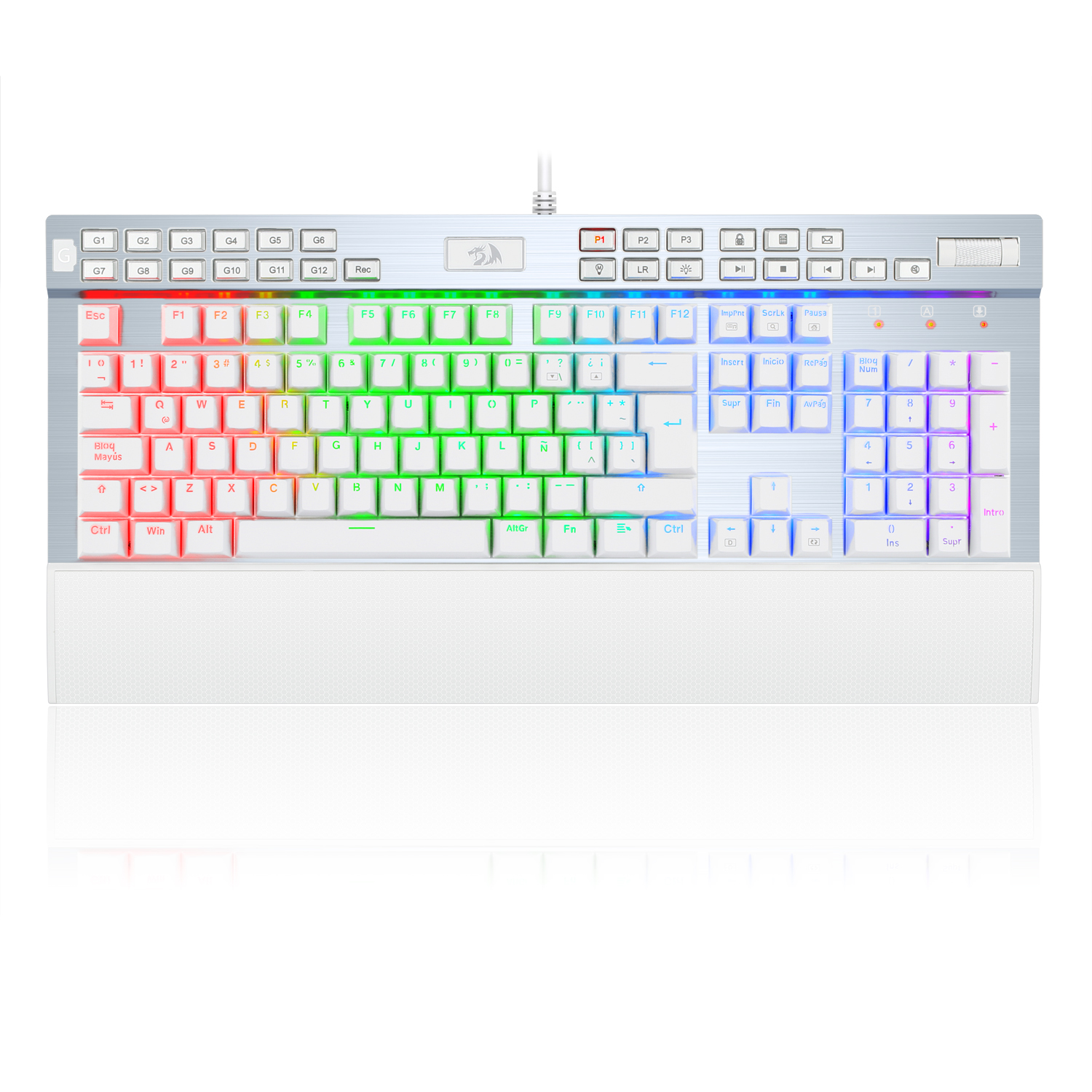 Teclado Gamer Redragon K550 Yama Blanco Mecánico Español