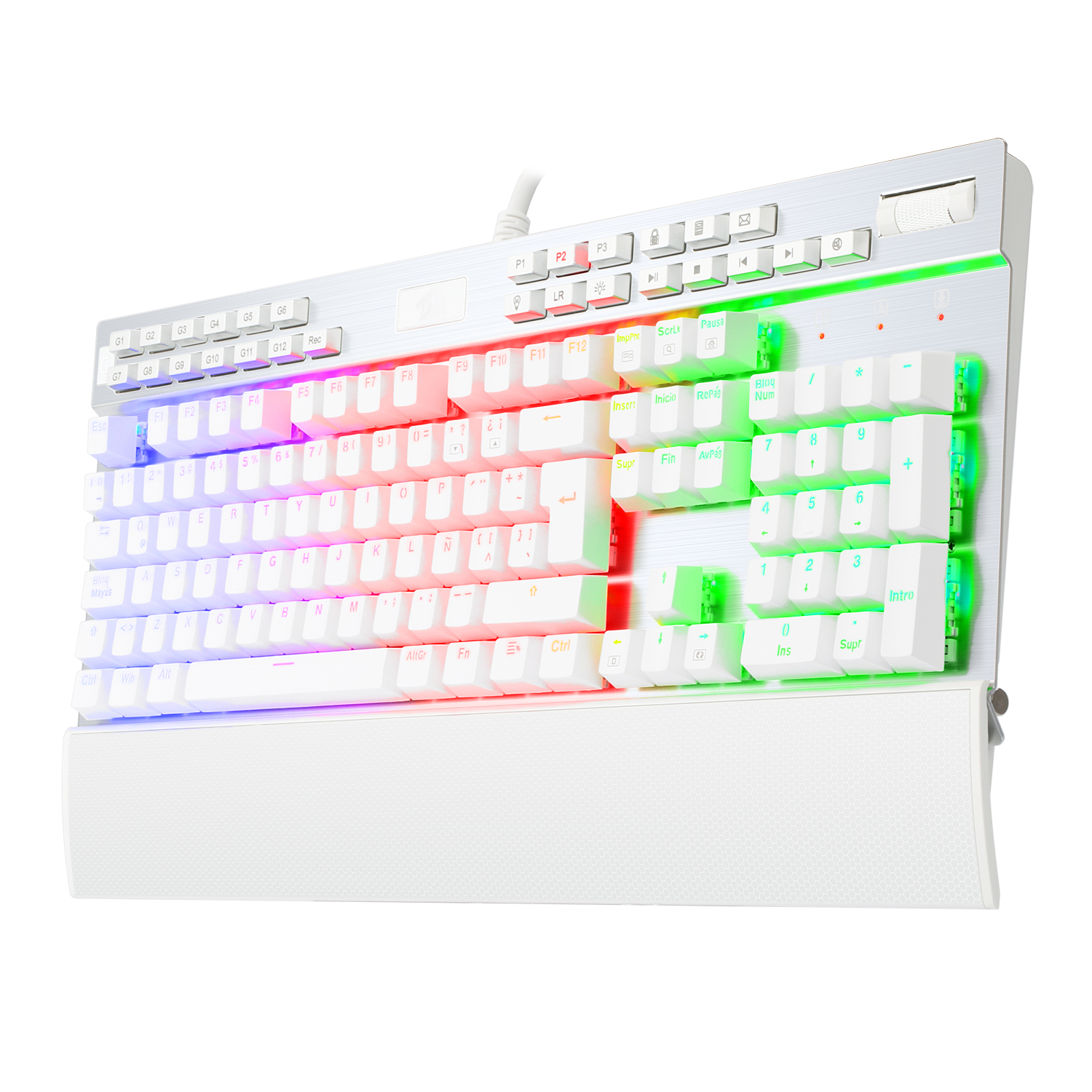 Teclado Gamer Redragon K550 Yama Blanco Mecánico Español