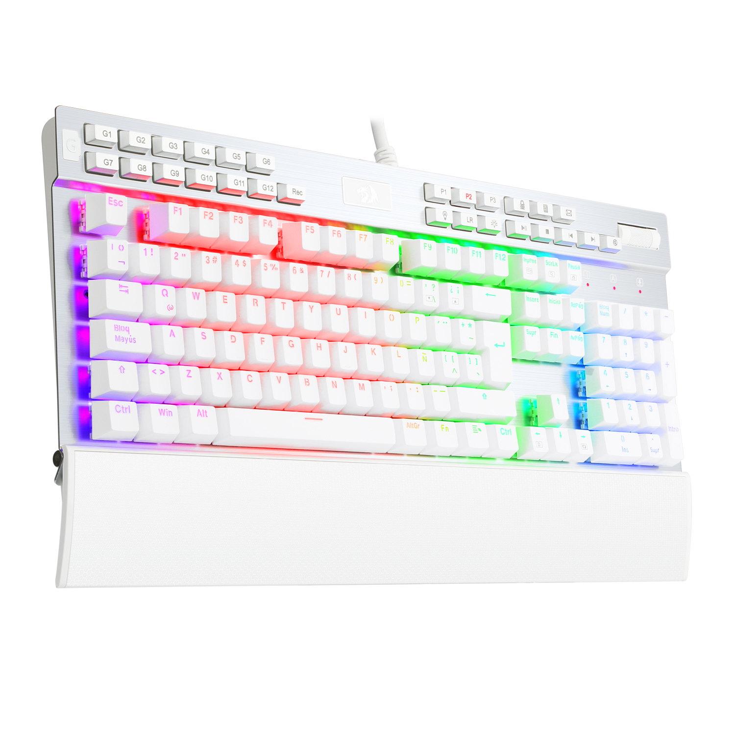 Teclado Gamer Redragon K550 Yama Blanco Mecánico Español