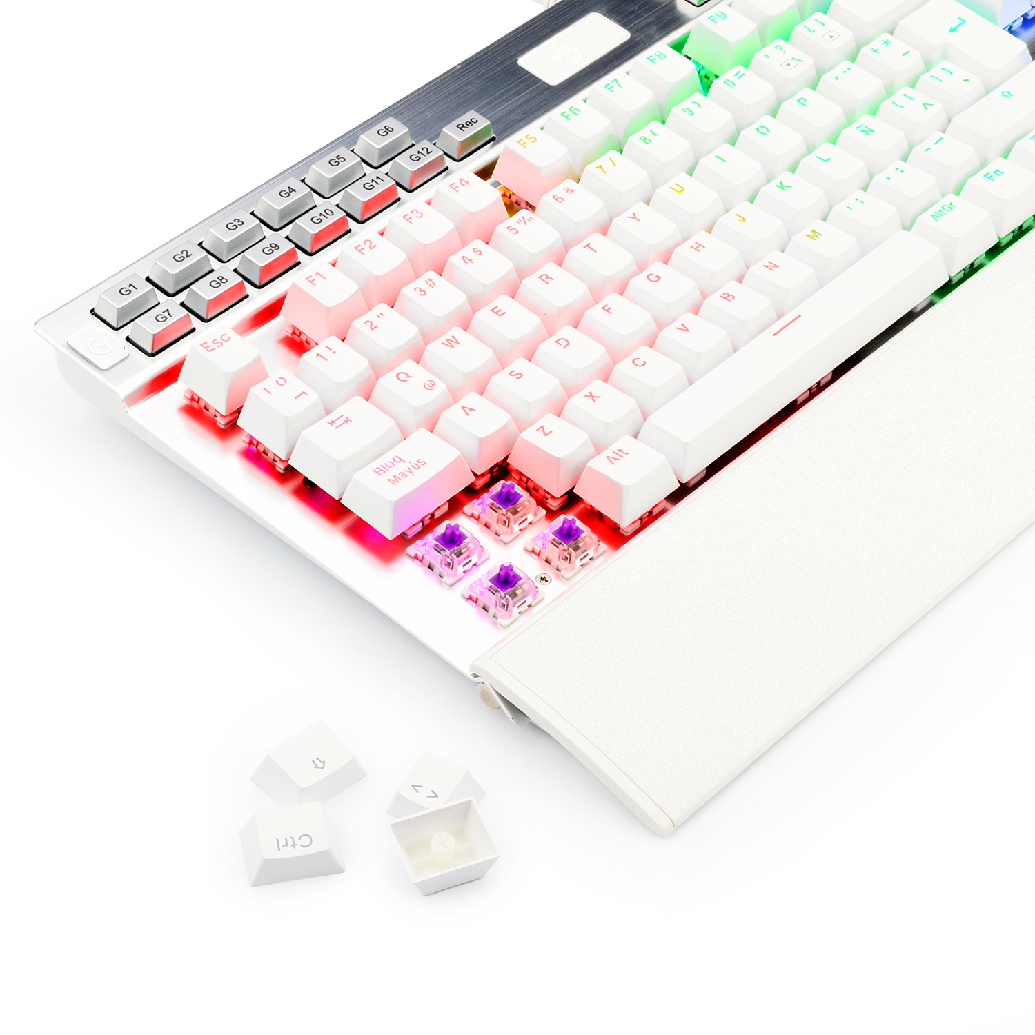 Teclado Gamer Redragon K550 Yama Blanco Mecánico Español
