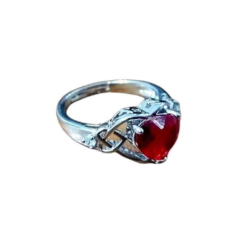Anillo Corazon Rojo El Mexico QSF en Chapa de Rodio Ajustable SWAROVSKI ELEMENTS INCLUYE DE REGALO ARETES DIAMOND Y CAJA PARA REGALO